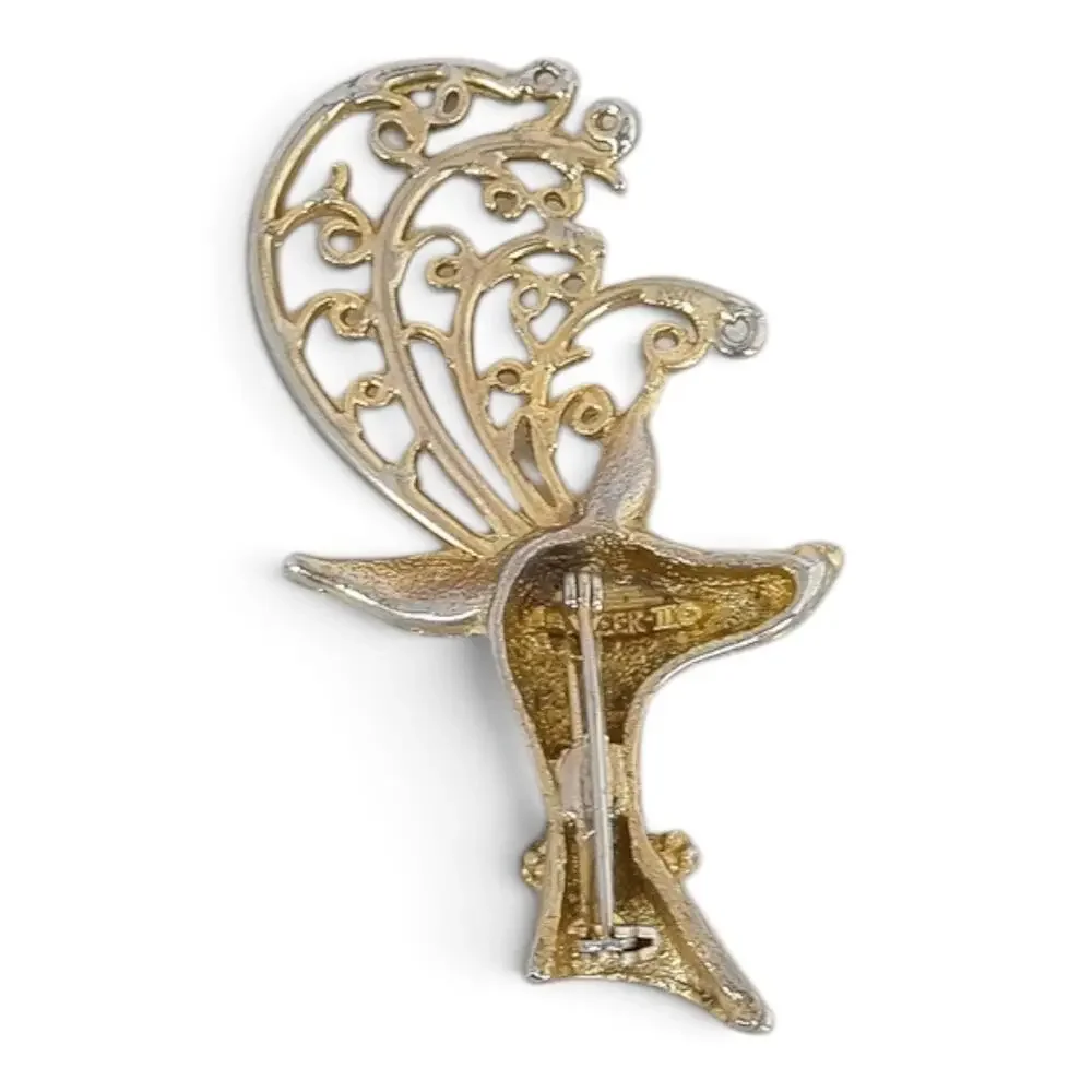 Vintage Napier Gold Tone Reindeer Brooch Green Crystal Eye Christmas Pin